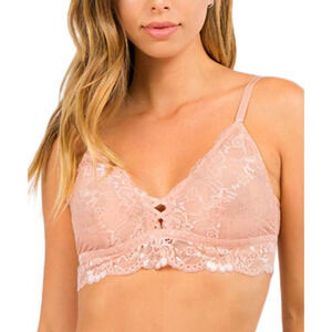 NWT Pearlle Beige Solid Lace Underwire Bralette  Size Medium